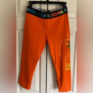 Zumba Original Flow Capri ~ Tangerine Orange ~ Great condition ~ medium